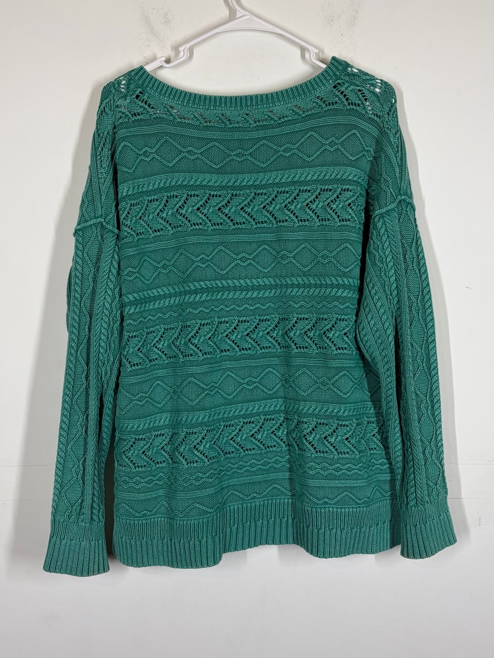 Sundance Rita Teal Cotton Easy Cable Knit Sweater Size Medium - Picture 3 of 9